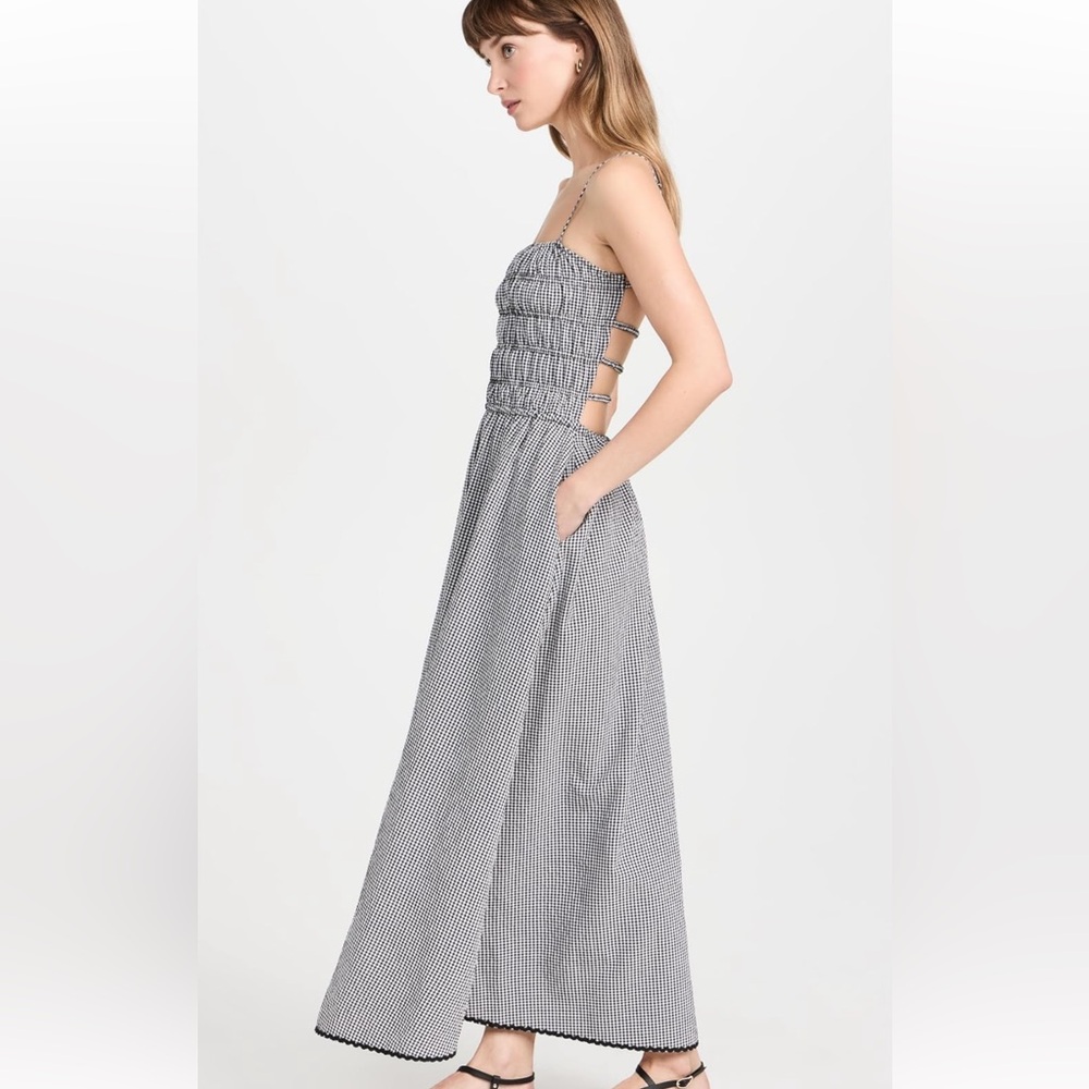 SOLID & STRIPED Gray Spaghetti Strap Backless Sundress